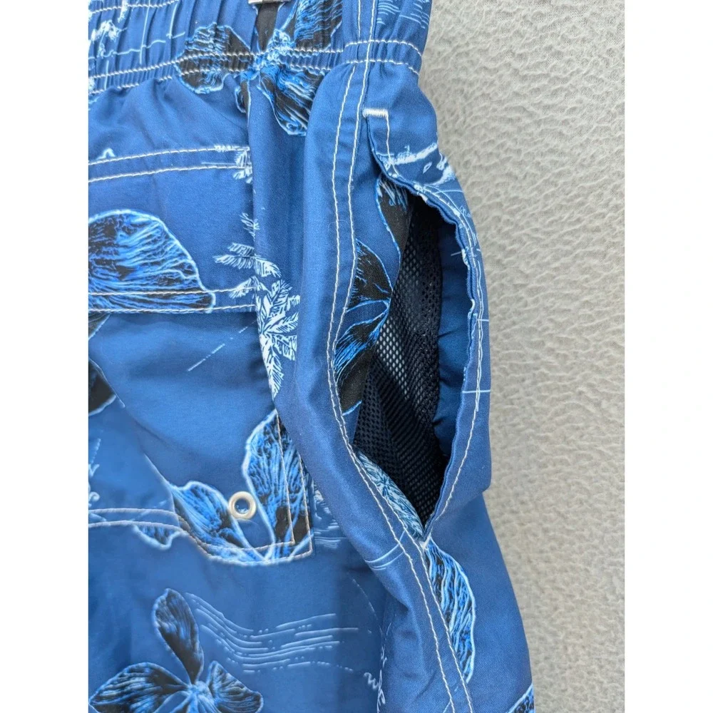 Paradise Shores Board‎ Shorts Trunk Mens Size L Floral Tropical Hawaiian Blue